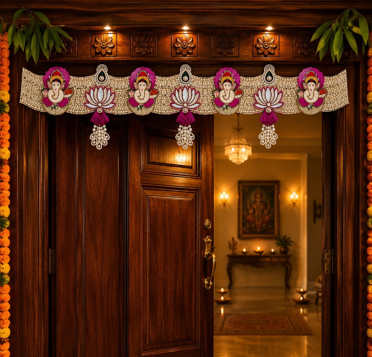 Ganeshji with Lotus Toran decorative toran for main door by Vyaparika
