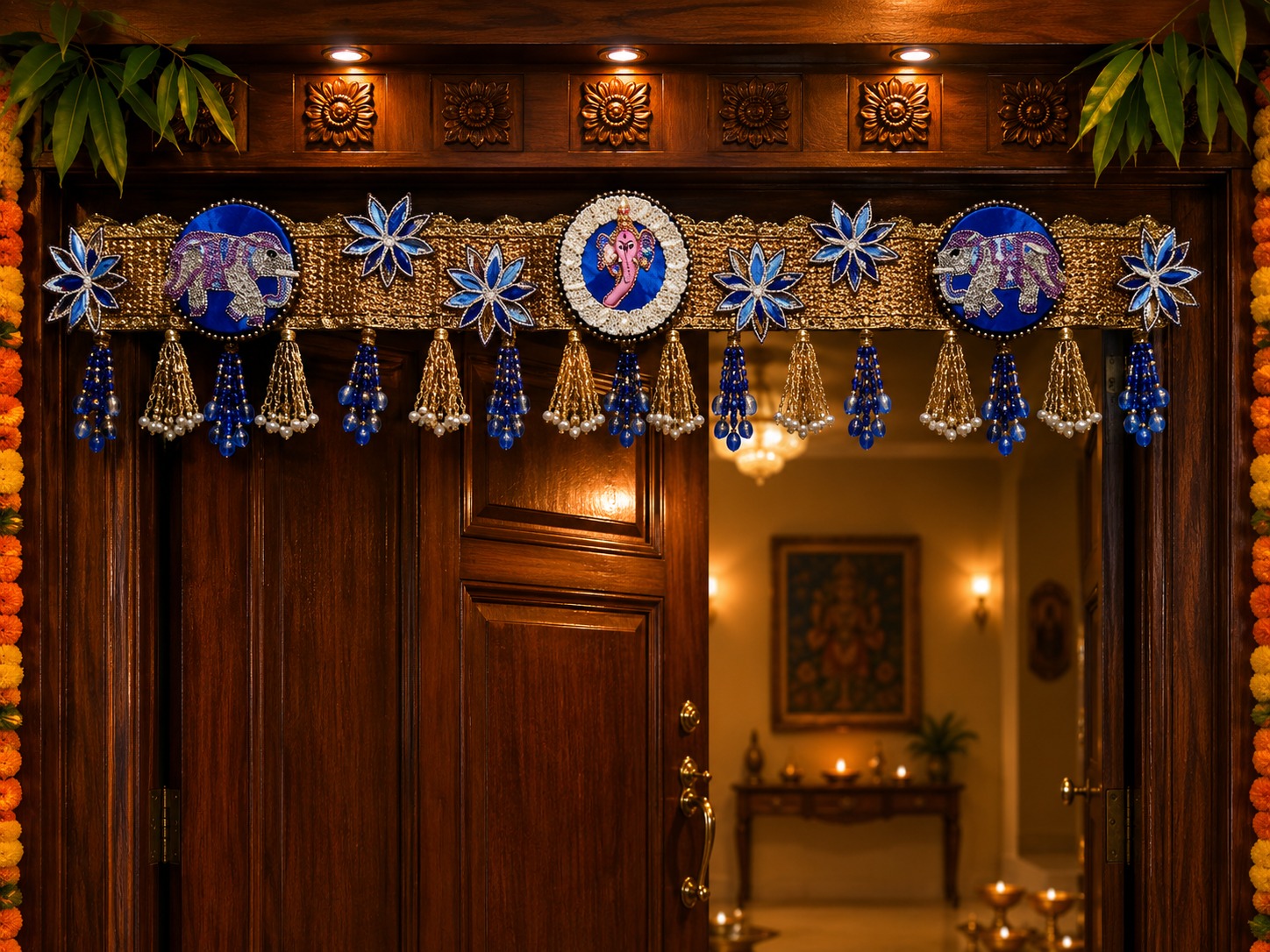Ganeshji Blue Elephant Toran decorative toran for main door by Vyaparika