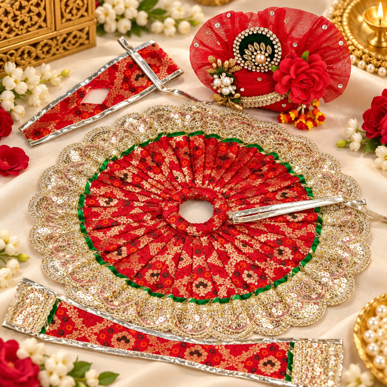Ruby & Gold Laddu Gopal Poshak